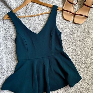 Dark Green/Blue Peplum Top